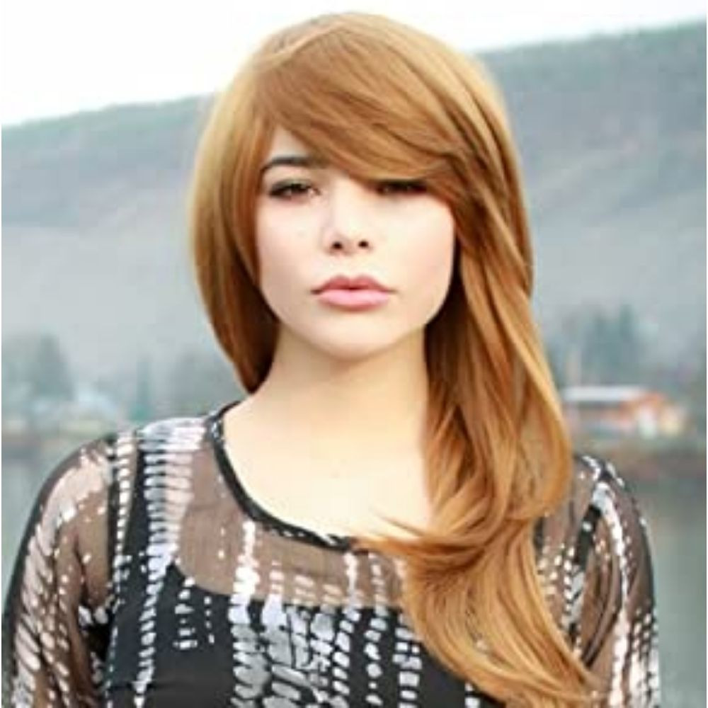 Long Wavy Honey Blonde Fake Scalp Wig